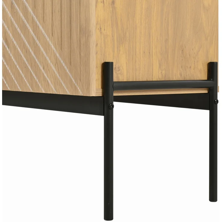 DESVIAE Sideboard mit Schubladen und verstellbaren Regalböden, 150x75x40 cm, Spanplatte, Natur – Bild 9