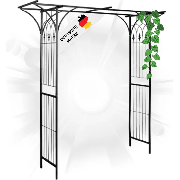 DELUKE® Rosenbogen aus Metall PARIS 200x52x204cm aus Stahl Gartenbogen Torbogen Rankhilfe für Kletterpflanzen und Rosen Rankgitter Rosenspalier – Bild 1