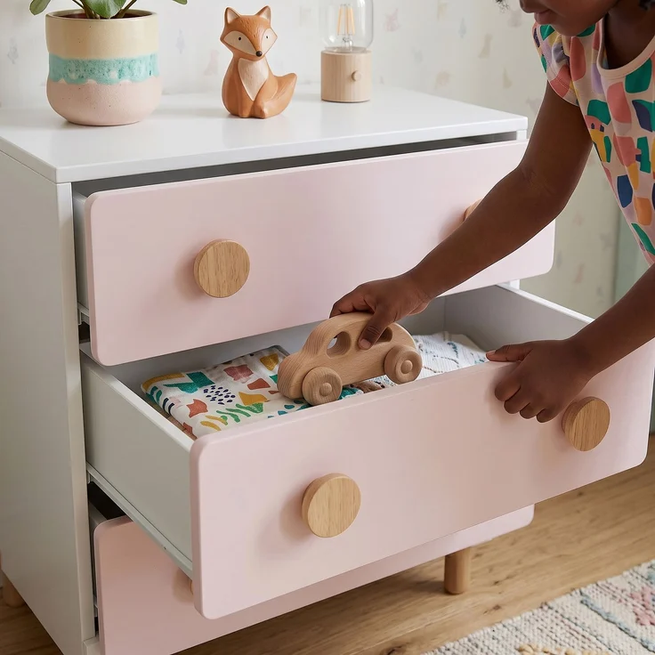 Kinderkommode Vaarentaa 3 Schubladen Weiß/Cotton Candy [en. casa] – Bild 5