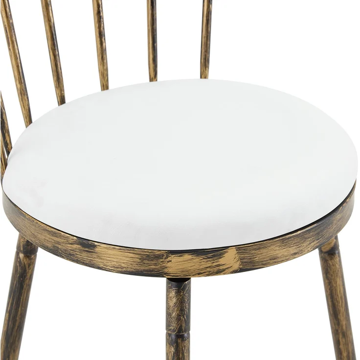 Moderner Metall-Barhocker im Windsor-Stil mit gepolstertem Sitz für Kücheninseln, Bars, Restaurants; Barhocker im Industrial-Stil in Barhöhe; Vintage- und Minimalismus-Stil--Braun + Weiß--96x39x39cm--YOUDENOVA – Bild 5
