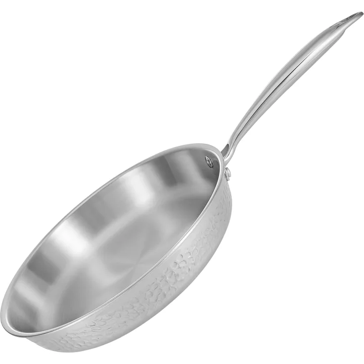 RESTO Kitchenware Bratpfanne Crater Pfanne aus Tri-Ply (Edelstahl + Aluminium + Edelstahl) ofenfest, Edelstahl 18/10 (1-tlg), Energieeinsparung 25% durch die dreilagige Basis