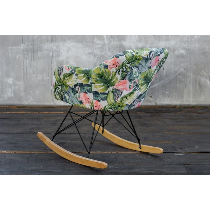 KAWOLA Schaukelstuhl Stella Schaukelsessel Esszimmerstuhl Stoff Flamingo 73 x 75 x 62 cm – Bild 5