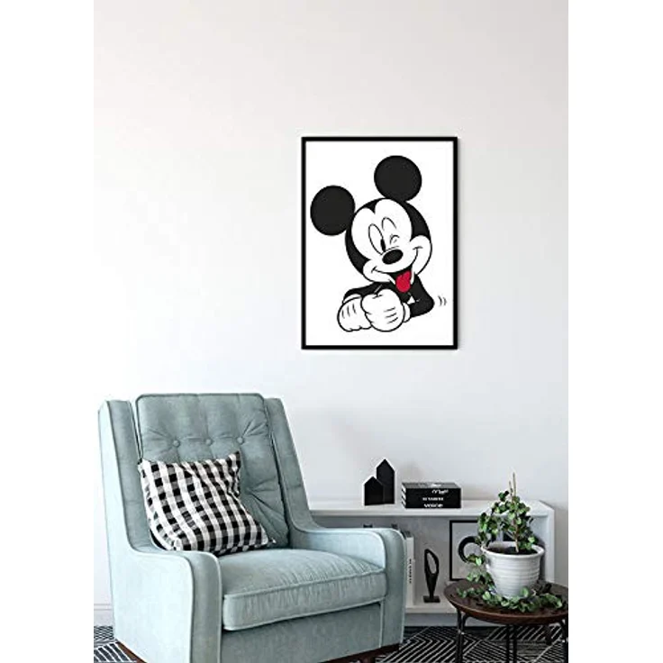 Komar Disney Wandbild Micky Maus Funny, Kunstdruck für Kinderzimmer, 30x40cm, Schwarz, Weiß, ohne Rahmen, fotorealistische Druckqualität, Made in Germany – Bild 4