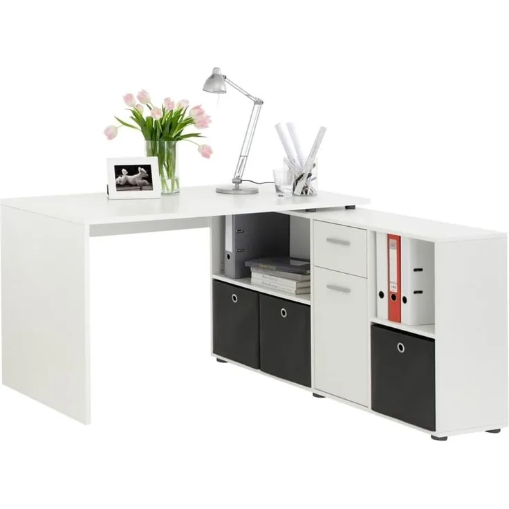 'Lexx' Schreibtisch mit Regal , weiß, 136 x 74 x 66,5 cm