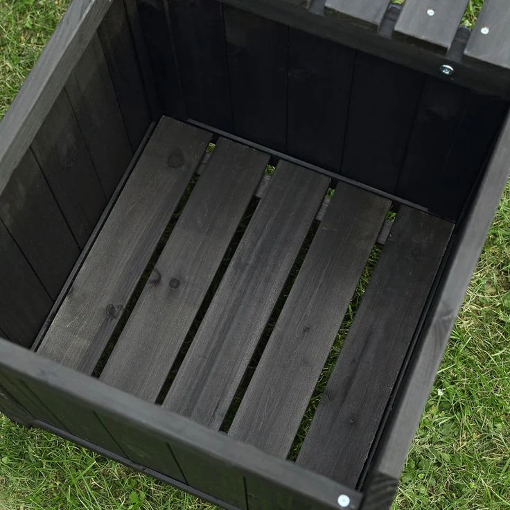 Gartenbank mit 2 Blumenkästen Garten Bank 2in1 Blumenkasten Holzbank schwarz – Bild 5