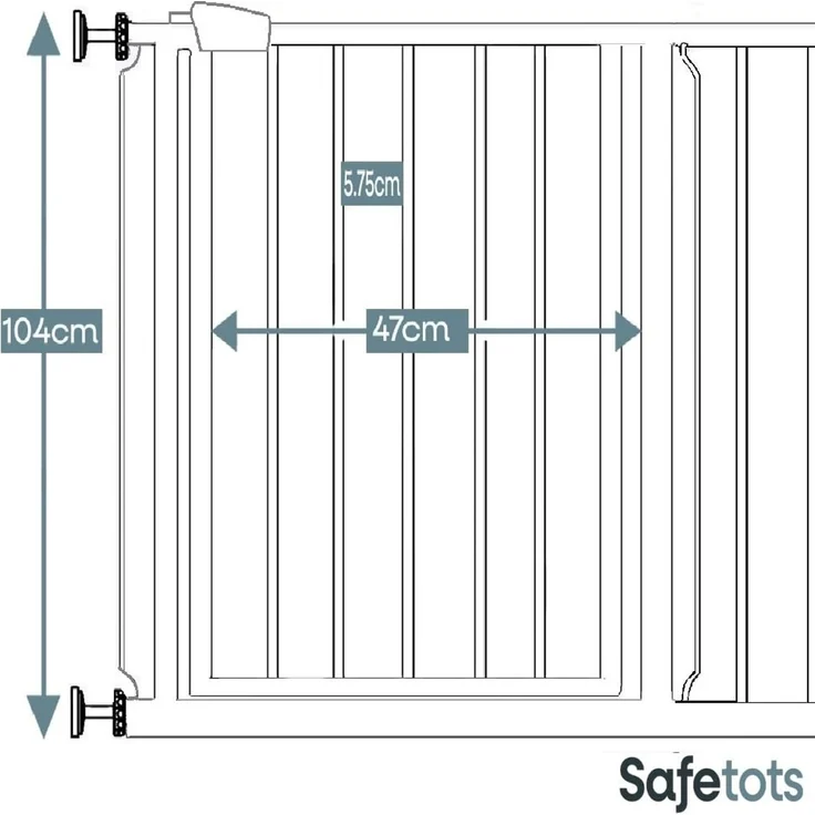 Bettacare Extra hoher Sicherheitsgitter für Kinder und Hunde, 107.4cm - 115cm, Weiß, Extra hohes Babygitter von 104cm Höhe, Druckmontage-Sicherheitsgitter für Treppen – Bild 3