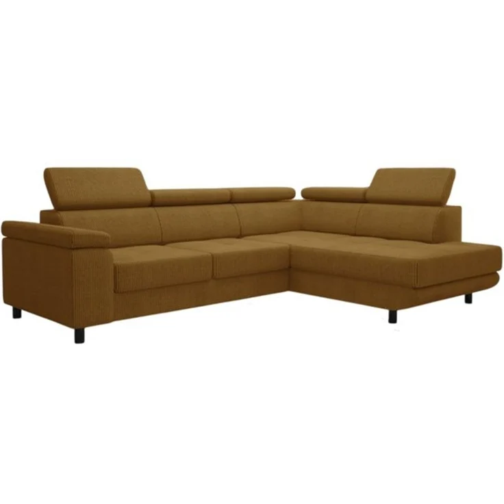 thematys Ecksofa LUNA L 250 x 183 cm, mit Schlaffunktion, mit Bettkasten, mit verstellbaren Kopfstützen, Senfgelb (Poso 01), Ausrichtung Rechts – Bild 6