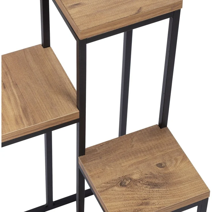 Calicosy Mehrstufiges Regal Dekor Kiefernholz und Schwarz H65 cm – JASON - Helles Holz – Bild 6