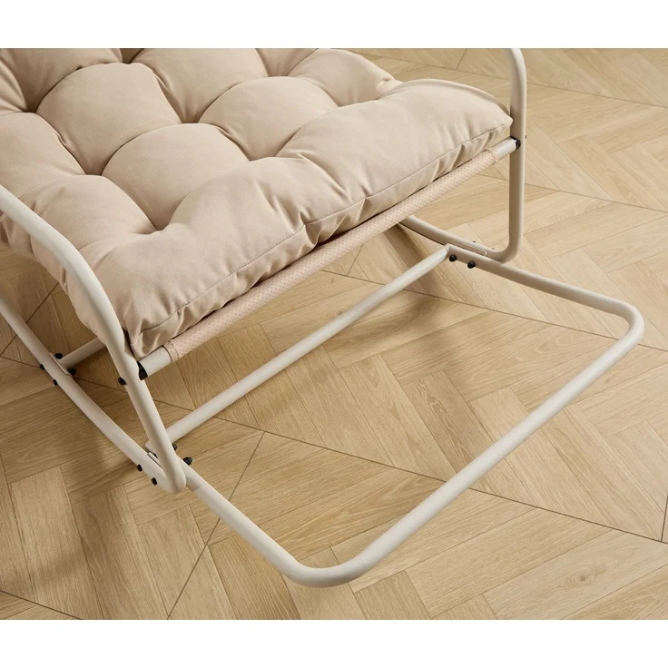 LVHOM Schaukelstuhl mit Fußstütze, Relaxsessel mit gepolstertem Kissen, ergonomischer Schaukelsessel, bis 130kg, Loungesessel für Balkon, Garten & Wohnzimmer – Bild 5