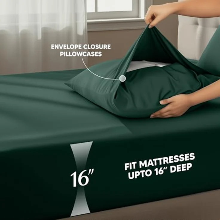 Utopia Bedding Bettwäsche-Set – 4-teiliges Bettwäsche-Set – gebürstete Mikrofaser – schrumpffrei und lichtbeständig – pflegeleicht (voll, Smaragd) – Bild 5