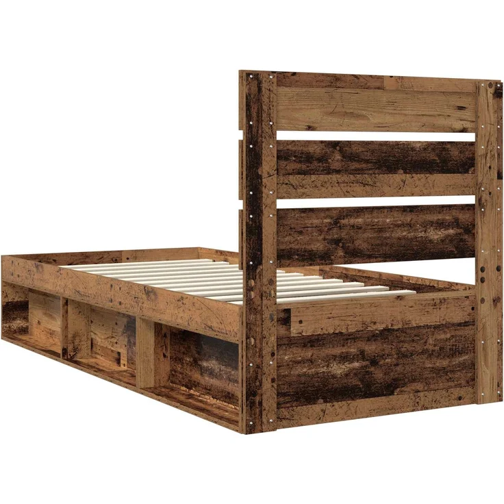 vidaXL Bettrahmen Altholz 90 x 190 cm Massives Kiefernholz 3411798 – Bild 8