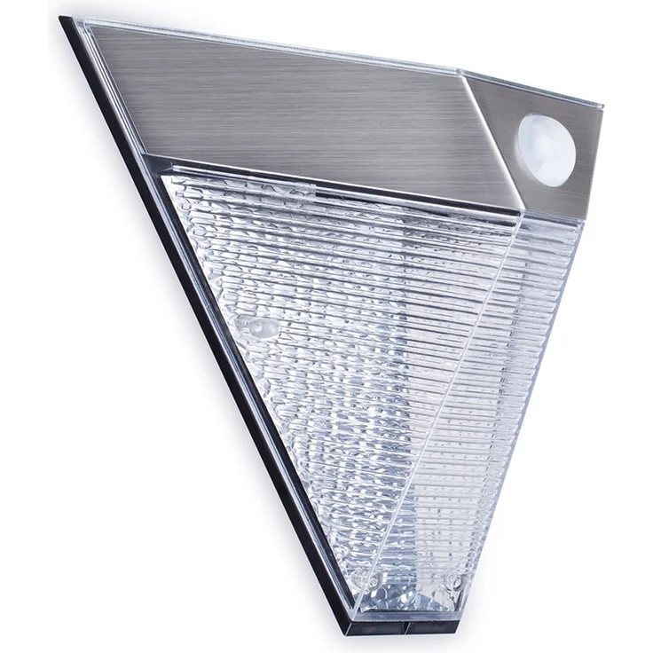 Dreieckige LED Solar Außenleuchte, Bewegungsmelder, Edelstahl, Downlight, IP43 – Bild 2