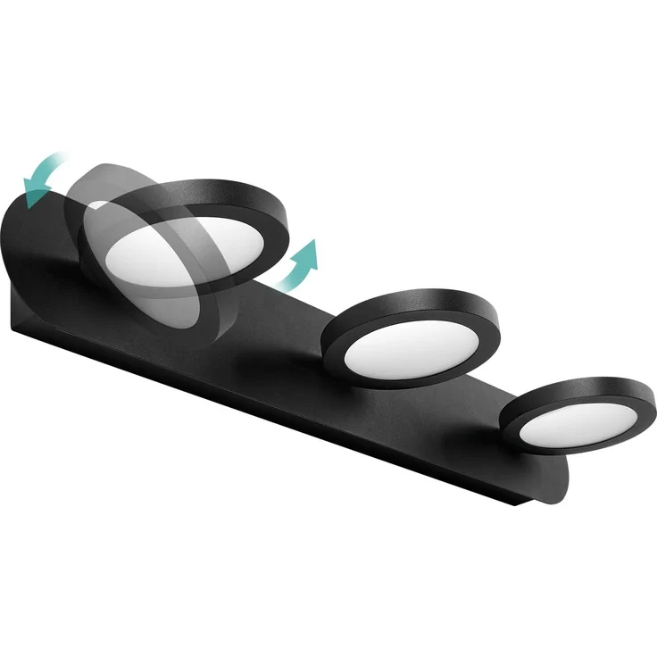 EMKE LED Spiegelleuchte Bad Spiegellampen für das Bad, Spiegellampe Badezimmer 50cm 360° Drehbar 3 Licht 15W Wandleuchte Badezimmer, Spiegelbeleuchtung Wandlampe Bad Wand Lampe Schwarz