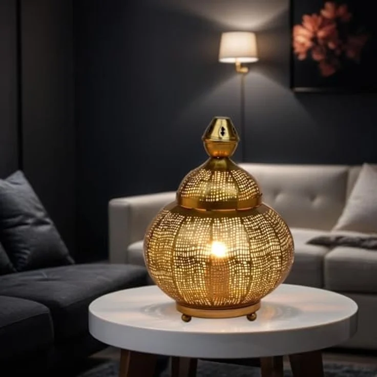 Marrakesch Orient & Mediterran Interior Nachttischlampe Orientalische Deko Tischlampe Nachttischlampe Lampe Jamala Gold, Leuchtmittel nicht im Lieferumfang enthalten, Handarbeit – Bild 4