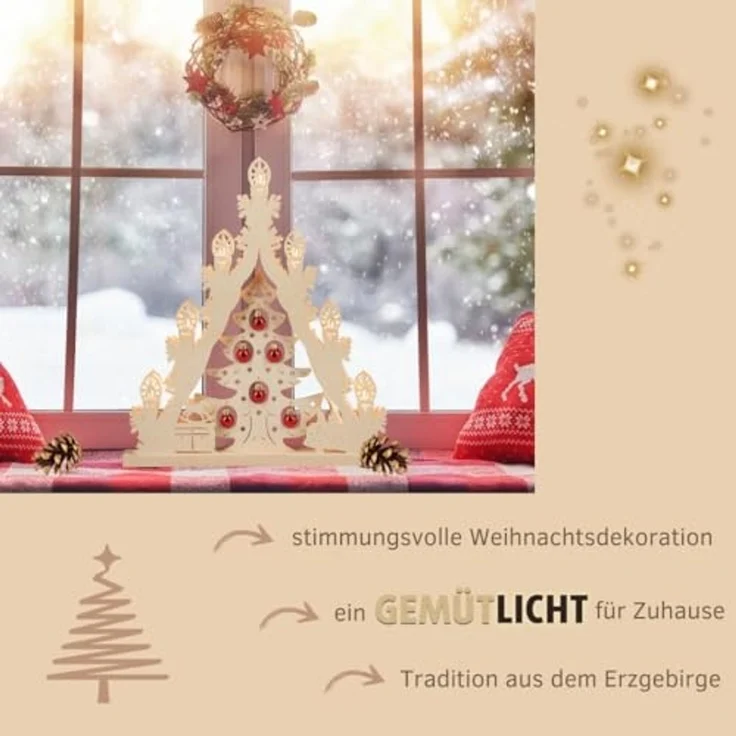 Weigla LED Lichterbogen Weihnachtsbaum mit Kugeln, Made in Germany (1-tlg), Lichterspitze, 7-flammig – Bild 4