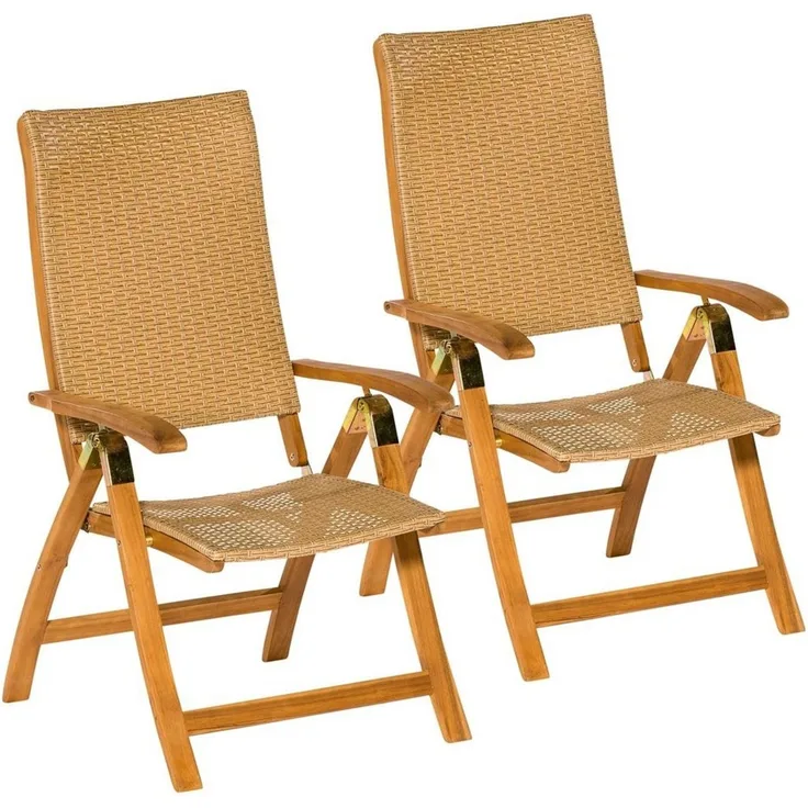 MERXX Gartenstuhl Capri (Set, 2 St), 2er Set, Akazie/Polyrattan, klappbar, natur