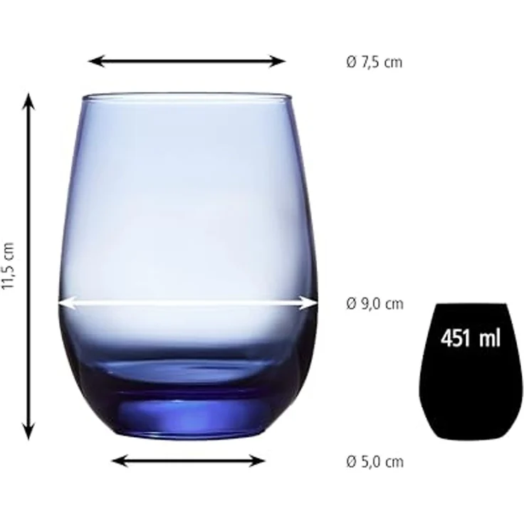 LIBBEY Gläser-Set Libbey Weinglas, 12er Set -STEMLESS-, 12-tlg, Glas, 451 ml, hochwertig verarbeitet, im modernen Design – Bild 3