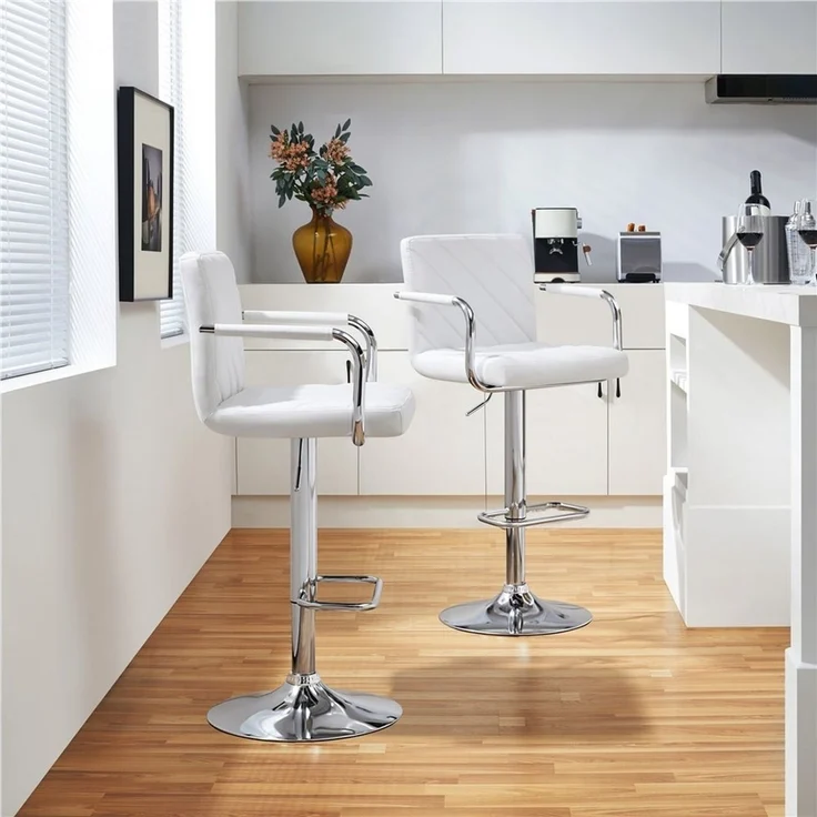 Yaheetech Barhocker 2/4-er Set (4 St), Höhenverstellbarer Barstuhl mit Armlehnen, Sitzhöhe 62,5 cm – 84,5 cm – Bild 2