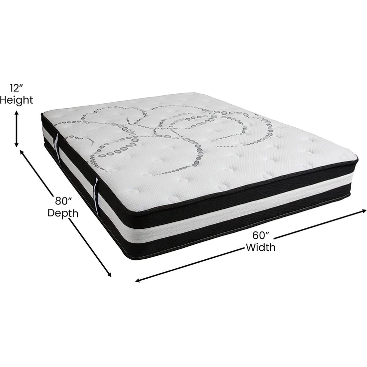 Flash Furniture Hybrid-Taschenfederkernmatratze – Mittelfeste Schaumstoff Matratze für erholsamen Schlaf – Hochwertige Matratze in Doppelgröße – 160 x 200 x 30 cm – Weiß – Bild 2