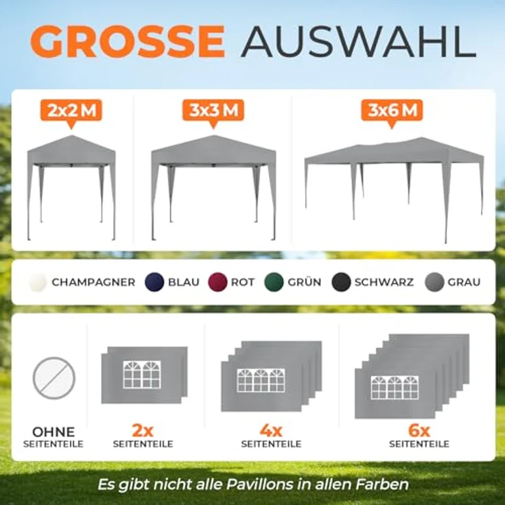 Kronenburg Faltpavillon wasserdicht Dachmaß 3x3 m UV Schutz 50+ Pavillon in Grau – Bild 9