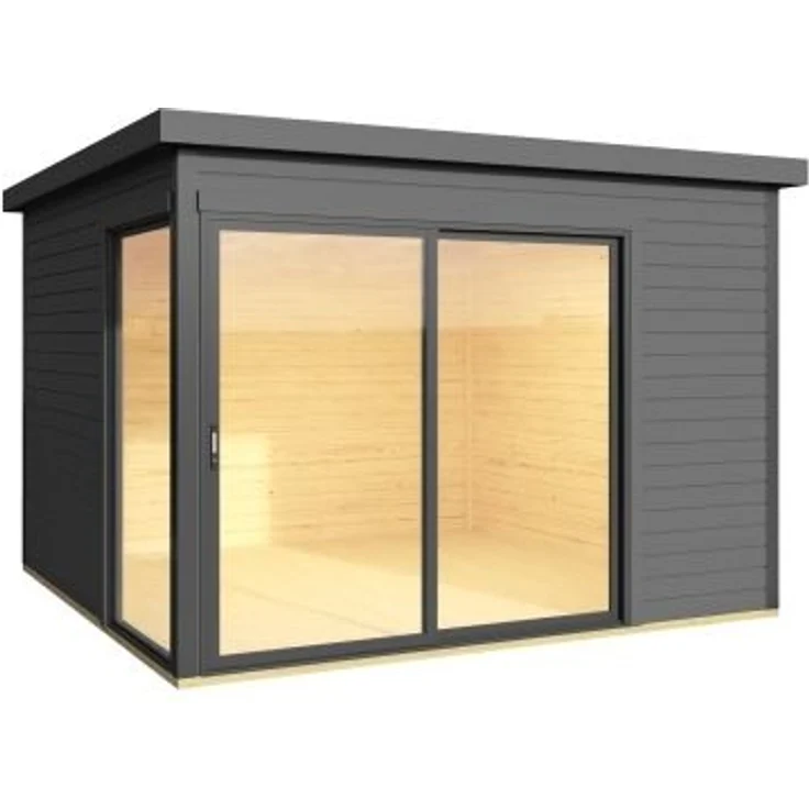 Lasita Maja Gartenhaus Domeo 1-4 Gartenhaus aus Holz in Silber Holzhaus mit 44 mm Wandstärke Blockbohlenhaus mit Montagematerial – Bild 10