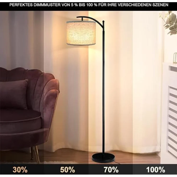 ROTTOGOON Stehlampe für Wohnzimmer 4 Farbtemperaturen LED-Stehlampe mit Fernbedienung und Fußschalter LED-Lampe im Lieferumfang enthalten Moderne Stehleuchte für Schlafzimmer Arbeitszimmer Büro – Bild 3