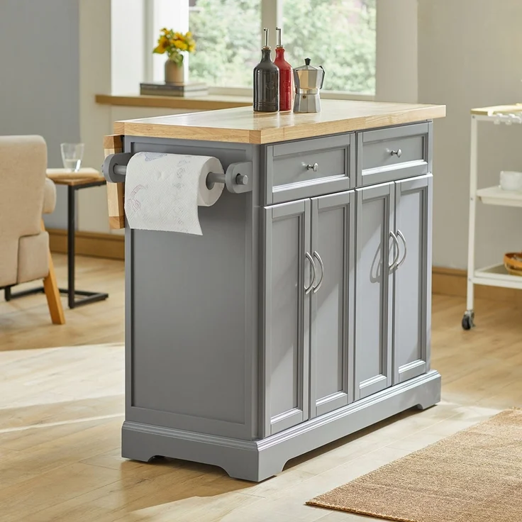 SoBuy FKW71-HG Kücheninsel, MDF, Lackiert, Grau, 115 x 92 x 71 cm – Bild 4