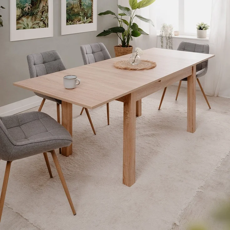 Calicosy Ausziehbarer Esstisch Dekor Sonoma-Eiche L120-200 cm – LONGFORD - Helles Holz – Bild 7