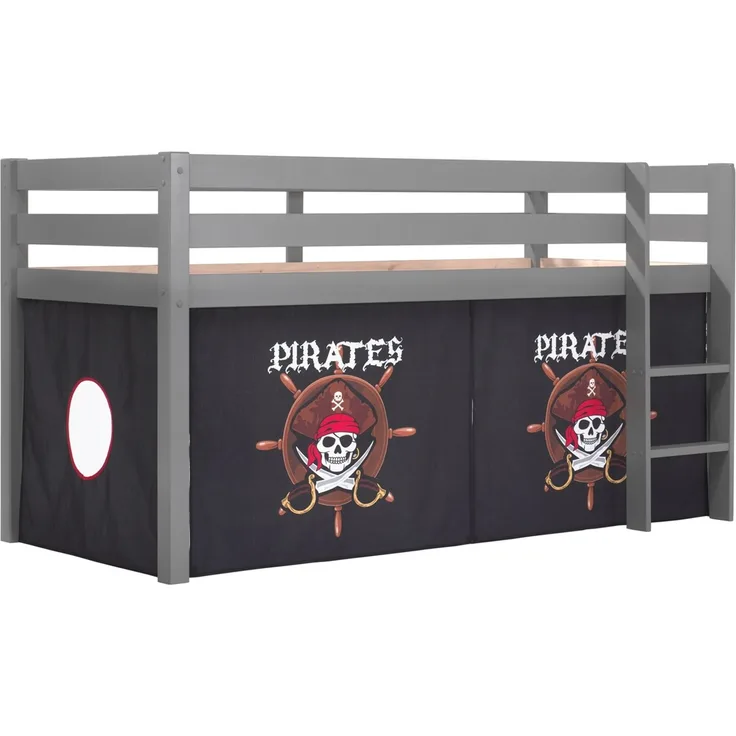 Vipack Spielbett 'Pino'grau mit Textilset 'Pirates'