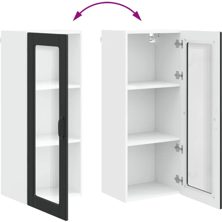 vidaXL Wandglas-Schrank PORTO Schwarz 40 x 31 x 100 cm Holzwerkstoff 885446 – Bild 11