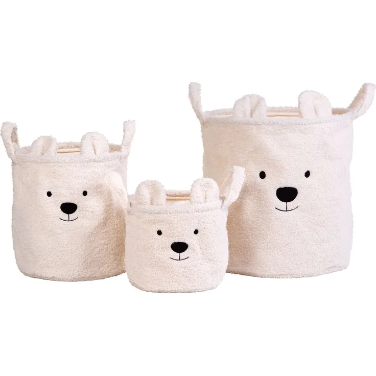 Childhome Teddy Aufbewahrungskörbe – 3 Stück Ecru