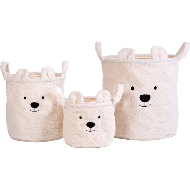 Childhome Teddy Aufbewahrungskörbe – 3 Stück Ecru