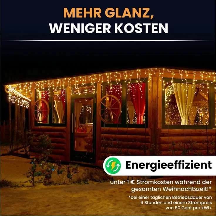 Gartenpirat LED-Lichterkette Eisregen LED-Beleuchtung Weihnachtsdeko für außen mit Timerfunktion, 4,2 m – Bild 3