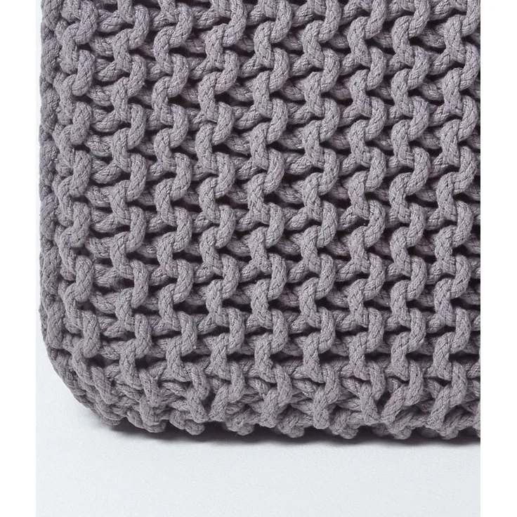 Homescapes Pouf Gestrickter Sitzwürfel 100% Baumwolle, grau – Bild 4