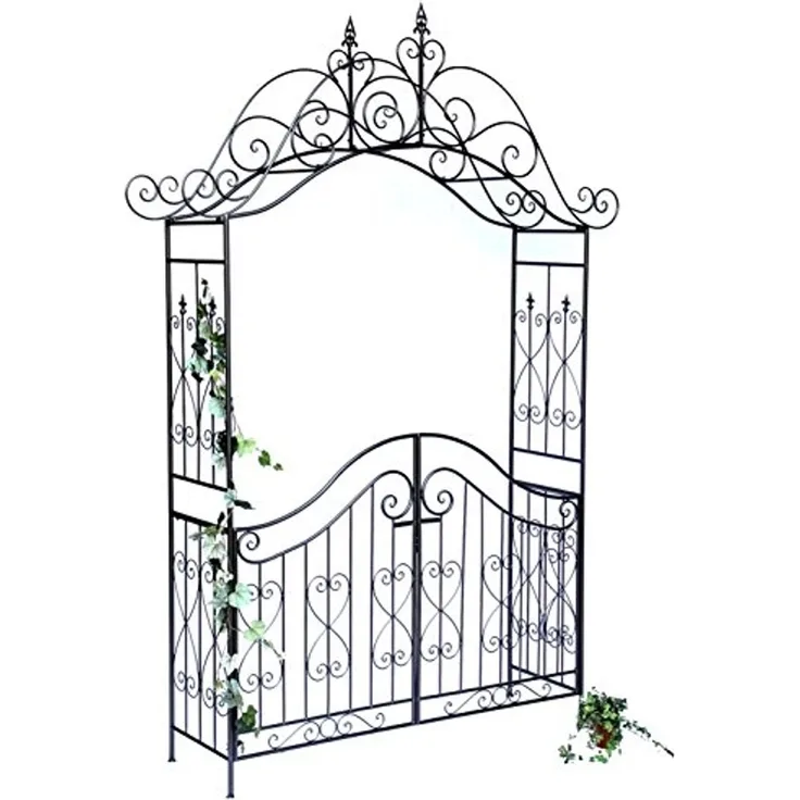 Rosenbogen mit Tor Pforte 131872 aus Metall Gartentor 282x160 cm Rankgerüst