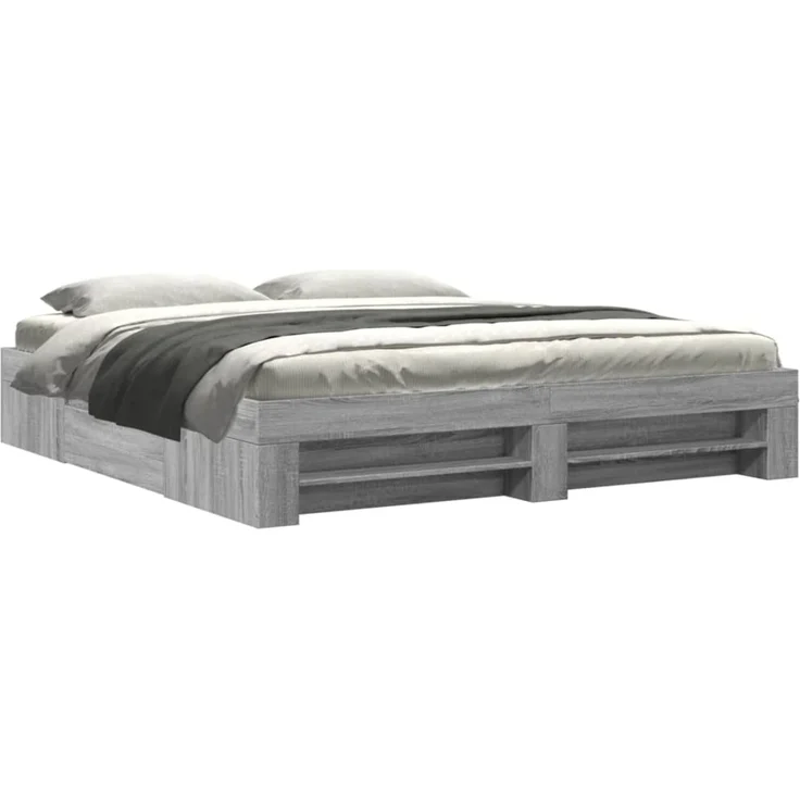 vidaXL Bettgestell ohne Matratze Grau Sonoma 180x200 cm Holzwerkstoff 3295455 – Bild 2