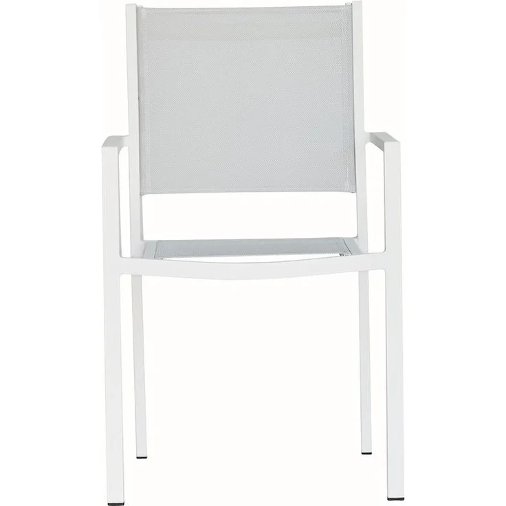Stapelsessel Aria Aluminium und Textilene, Weiß / Silbergrau – Bild 2