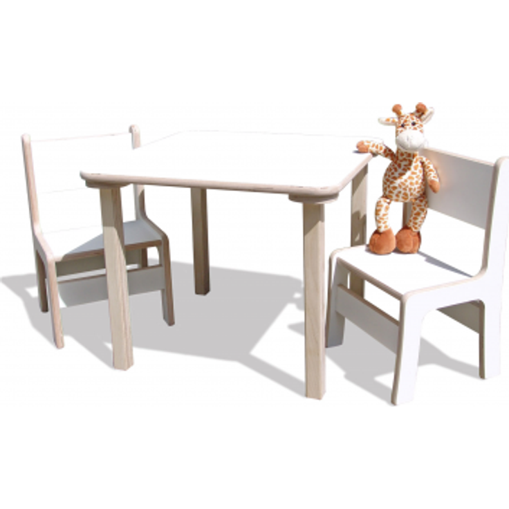 ELI Kinderset Tisch & 2 Stühle - weiß