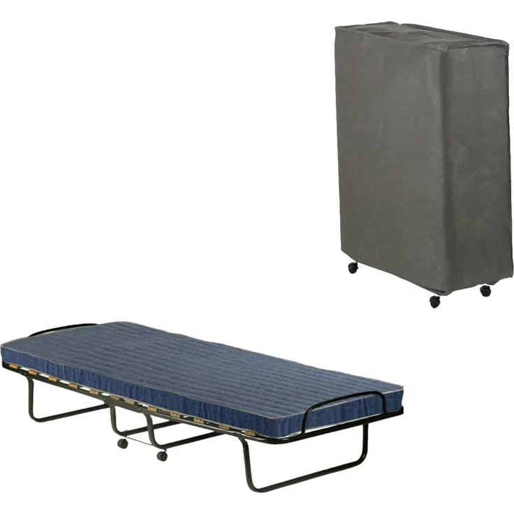Dmora Arias-Klappbett, Feldbett mit 12 Latten, inklusive Matratze, platzsparendes Kinderbett, 100 % Made in Italy, 80 x 190 x 37 cm, mit Hülle – Bild 2