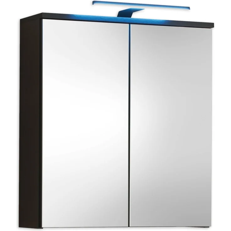Badezimmer-Set "Spice" schwarz matt (5tlg.) mit Hochschrank, Waschbeckenunterschrank, Spiegelschrank, Kommode und Hängeschrank - 170 x 191 x 32 cm (B/H/T) – Bild 6