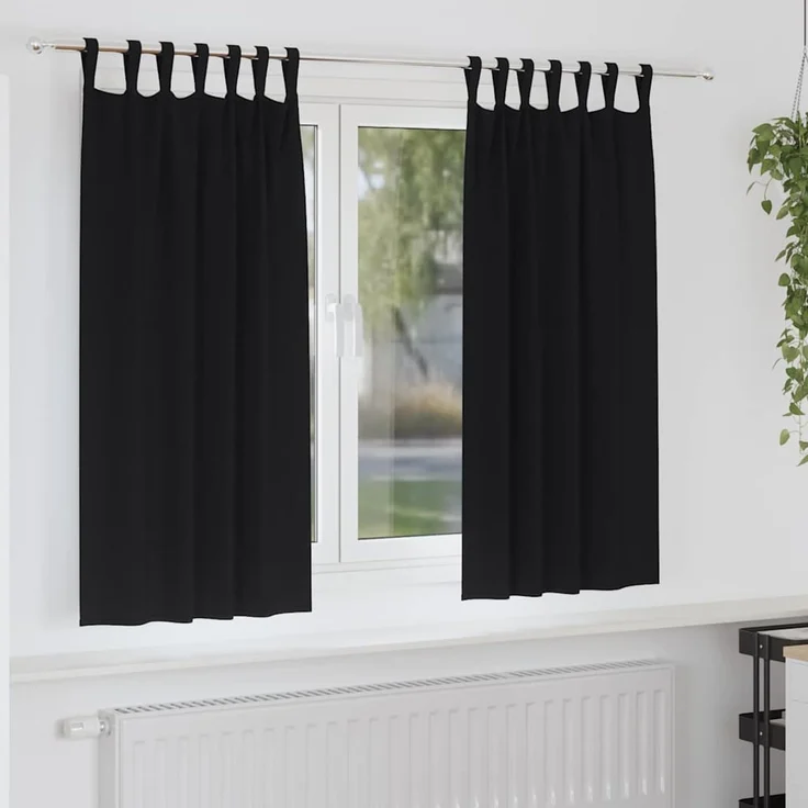 Verdunkelungs-Vorhänge | für Wohnzimmer & Schlafzimmer mit Ringen 2 pcs Schwarz 175 x 140 cm – Bild 2