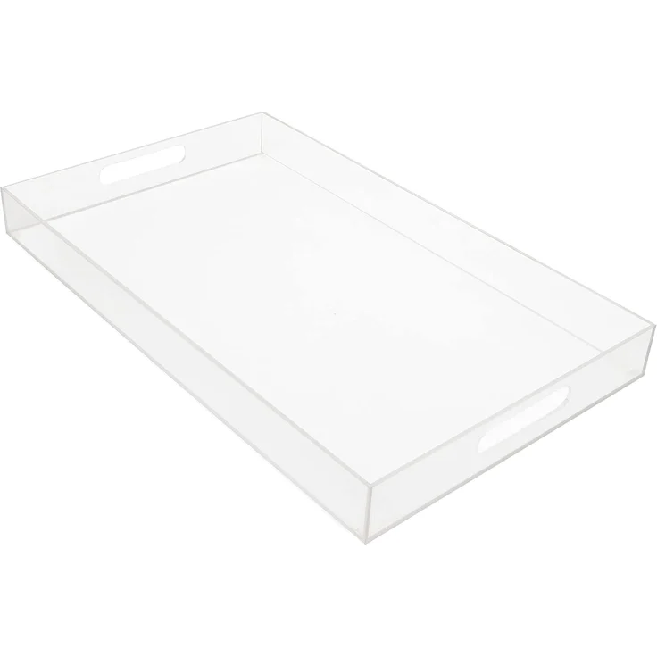 Kurtzy Organizer Großes Acryltablett mit Henkel - Rechteckiges Serviertablett XXL, Acryl Serviertablett mit Henkel - Großes rechteckiges Tablett XXL – Bild 1