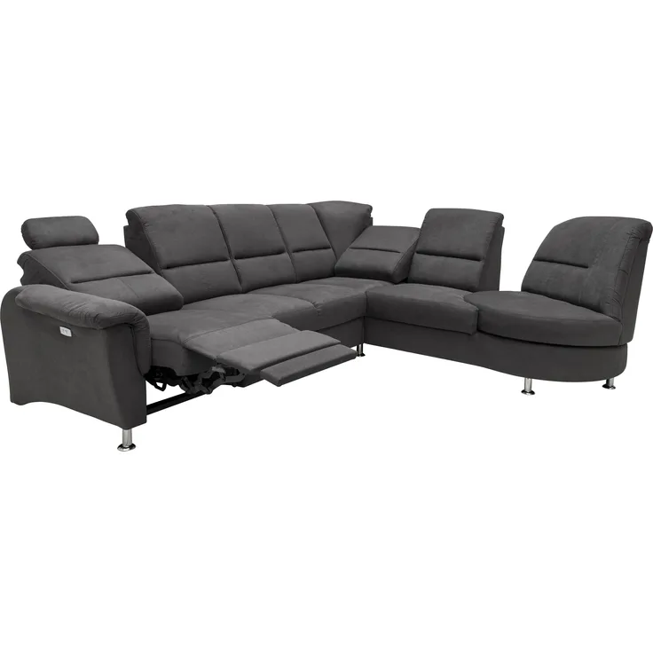 Ecksofa >Ludwigshafen< in 1217 Toro schwarz, Mikrofaser - 236x113x275cm (BxHxT)