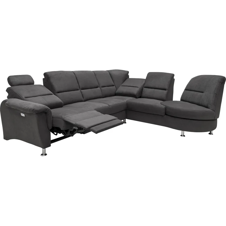 Ecksofa >Ludwigshafen< in 1217 Toro schwarz, Mikrofaser - 236x113x275cm (BxHxT) – Bild 1
