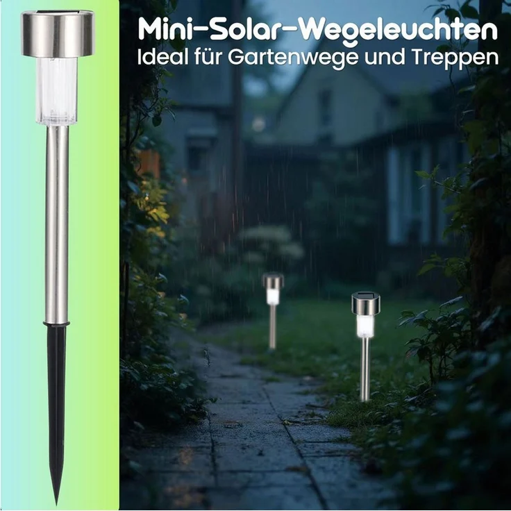 Casativo Gartenleuchte Solar-Wegeleuchten Set mit Erdspiess & Dämmerungssensor, wetterfeste Gartenleuchten – Bild 3