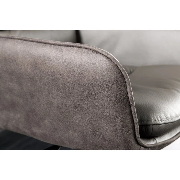 riess-ambiente Barhocker BIG GEORGE taupe - Echtleder, 360° drehbar, Metall-Fuß, mit Armlehne (Einzelartikel, 1 St), höhenverstellbar, mit Autoreturn & Fußablage – ideal für Deinen Tresen – Bild 3