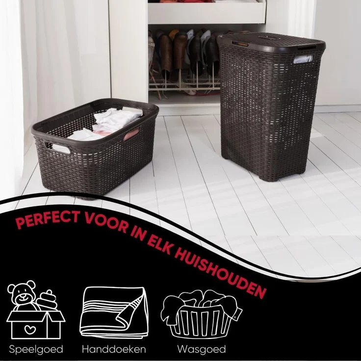 Curver Wäschekorb, Wäschekorb Natural Style 60L – Bild 8