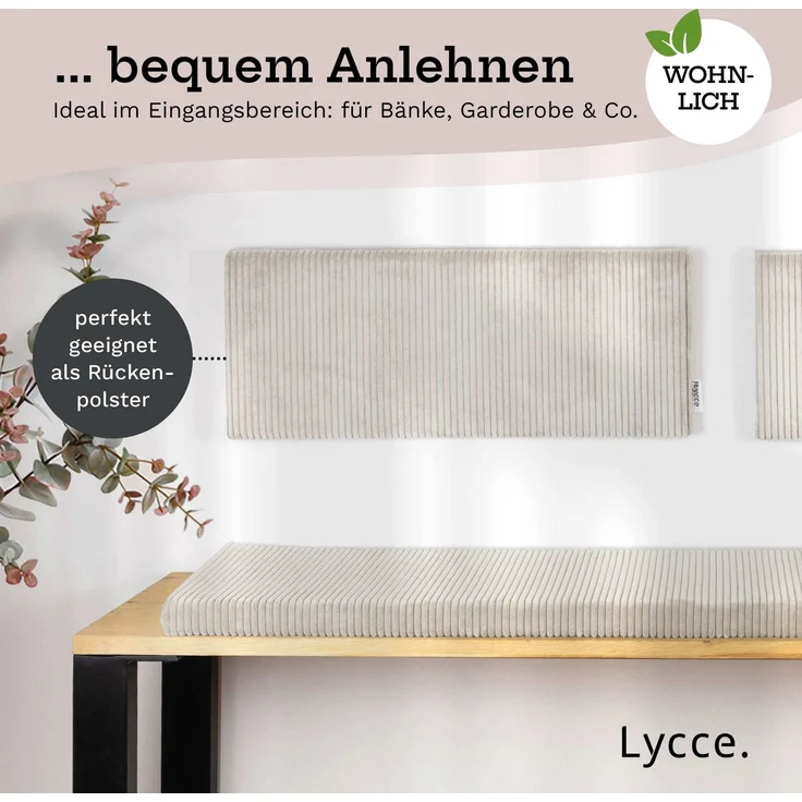 Lycce Kopfstütze Wandkissen Cord - Wandpolster Kopfteil Betten & Rückenkissen Sitzbank, (1 St) – Bild 4