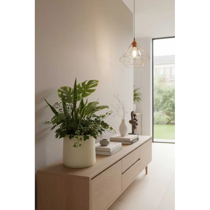 VIVANNO Blumentopf Fiberglas VEKRA Rund - Vesuvbeige Matt (1 St), 42x40 cm – Bild 3