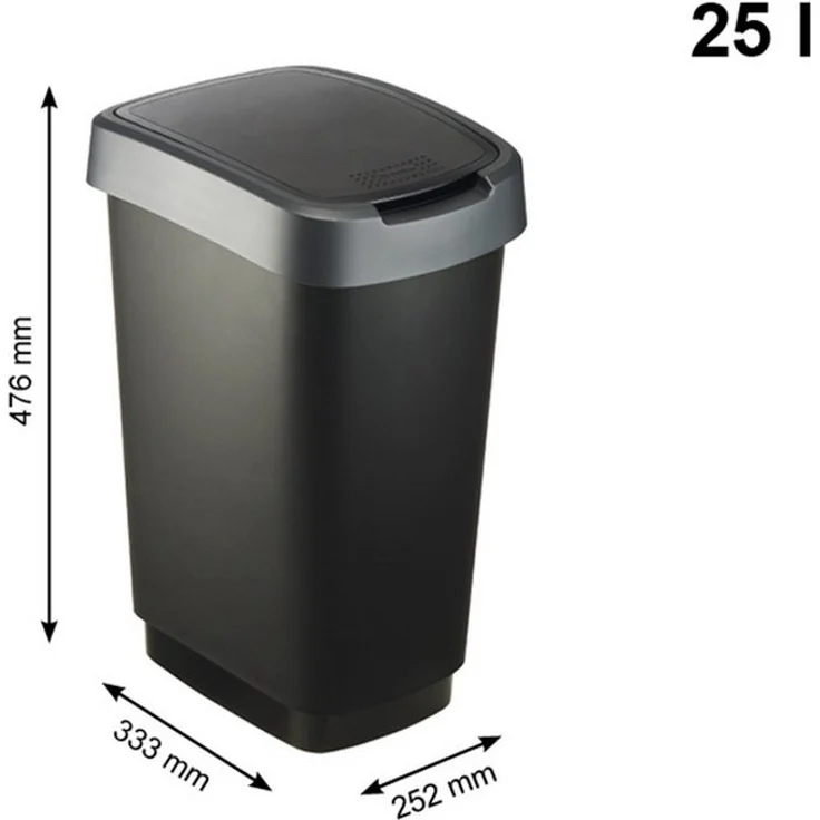 ROTHO Mülleimer TWIST 2er-Set Abfalleimer 25l - 2-in-1 Deckel - ideale Mülltrennung, ideal für Mülltrennung & Recycling – Bild 2